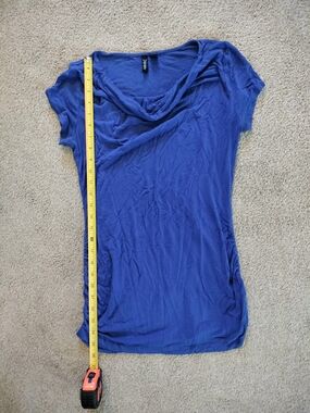 Relativity Royal Blue Draped Cowl Neck Short Sleeve Top